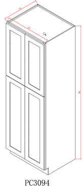 Tall 30" - Pure Black 30 Inch Pantry Cabinet/94" Face